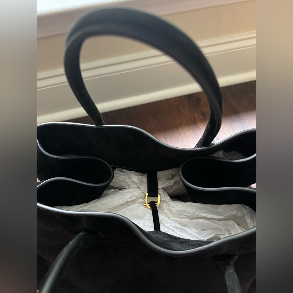 The Row Soft Margaux 17 Bag in Black Suede - Picture 7 of 9